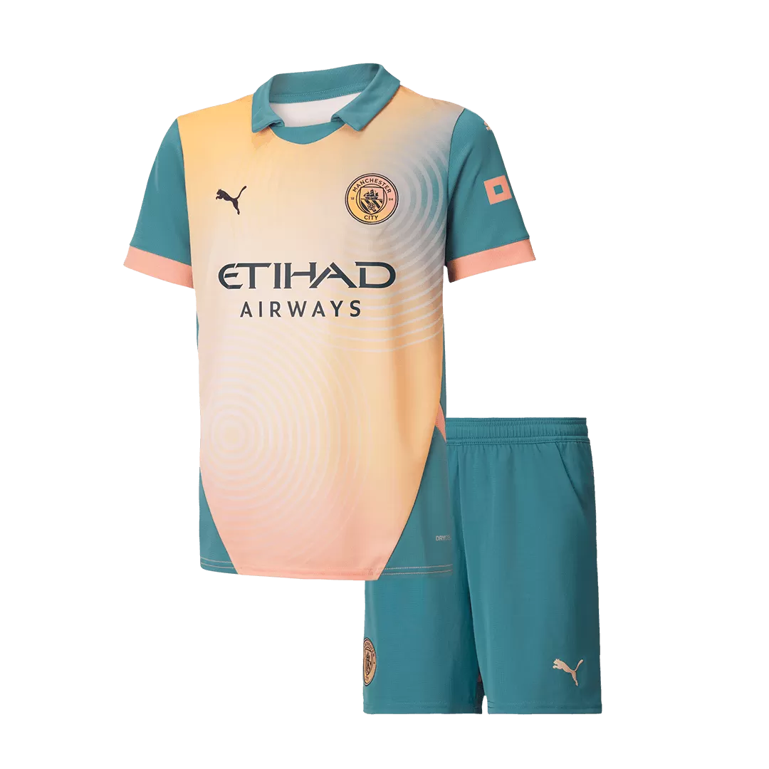 Kids Manchester City Fourth Away Soccer Kits 2024 25 UCL GOATKITSHOP