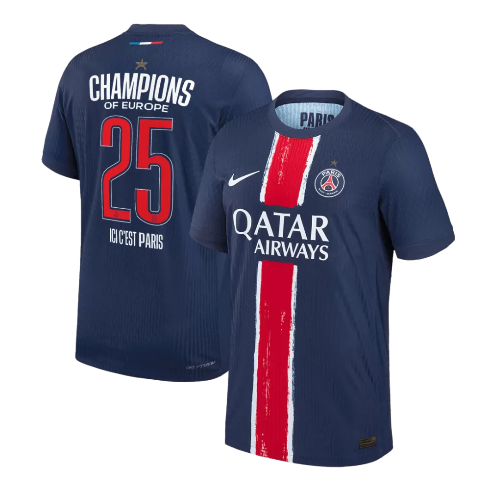 CHAMPIONS #25 PSG Home Authentic Soccer Jersey 2024/25 - CHAMPIONS OF EUROPE