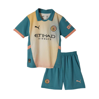 Kids Manchester City Fourth Away Soccer Kits 2024/25 UCL